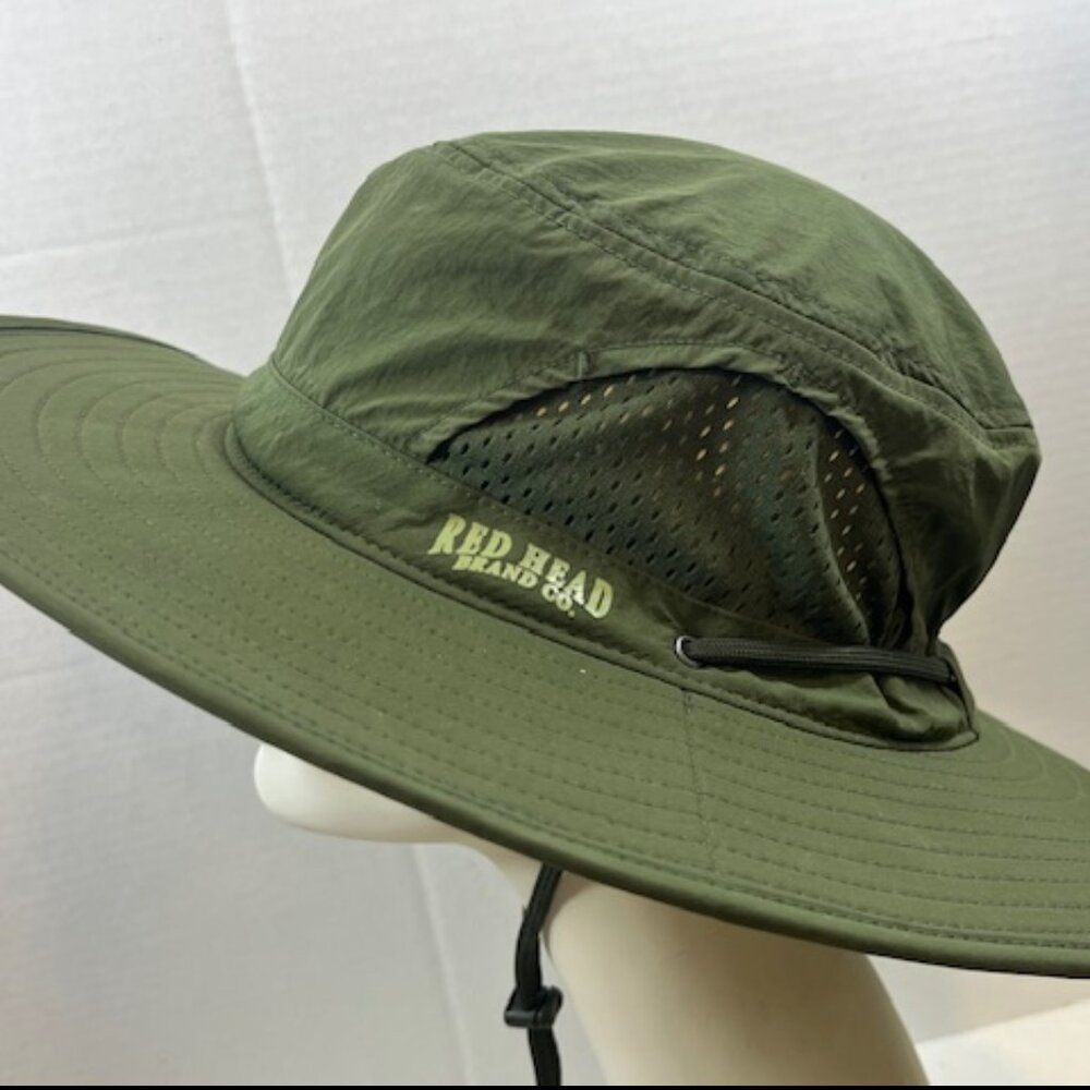 Red Head Brand Co. Safari Boonie Fishing Vented Sun Wide Brim Hat Olive Green Lg